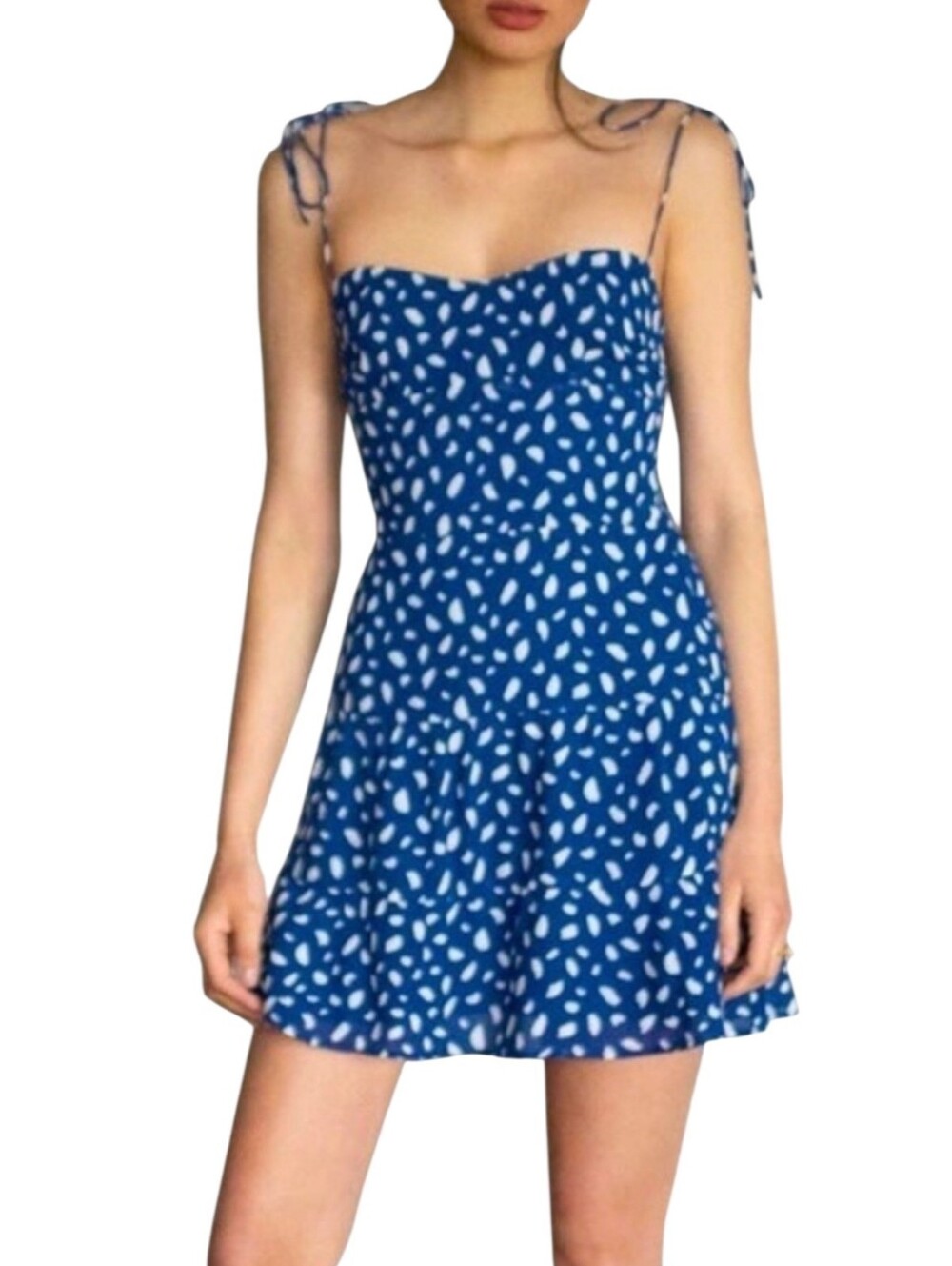 Reformation Othello Blue & White Sweetheart Neckline‎ Mini Dress Size 2
